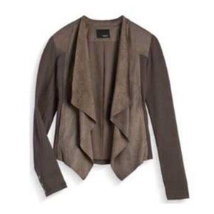 Maisha Ponte Knit Waterfall Faux Leather Blazer